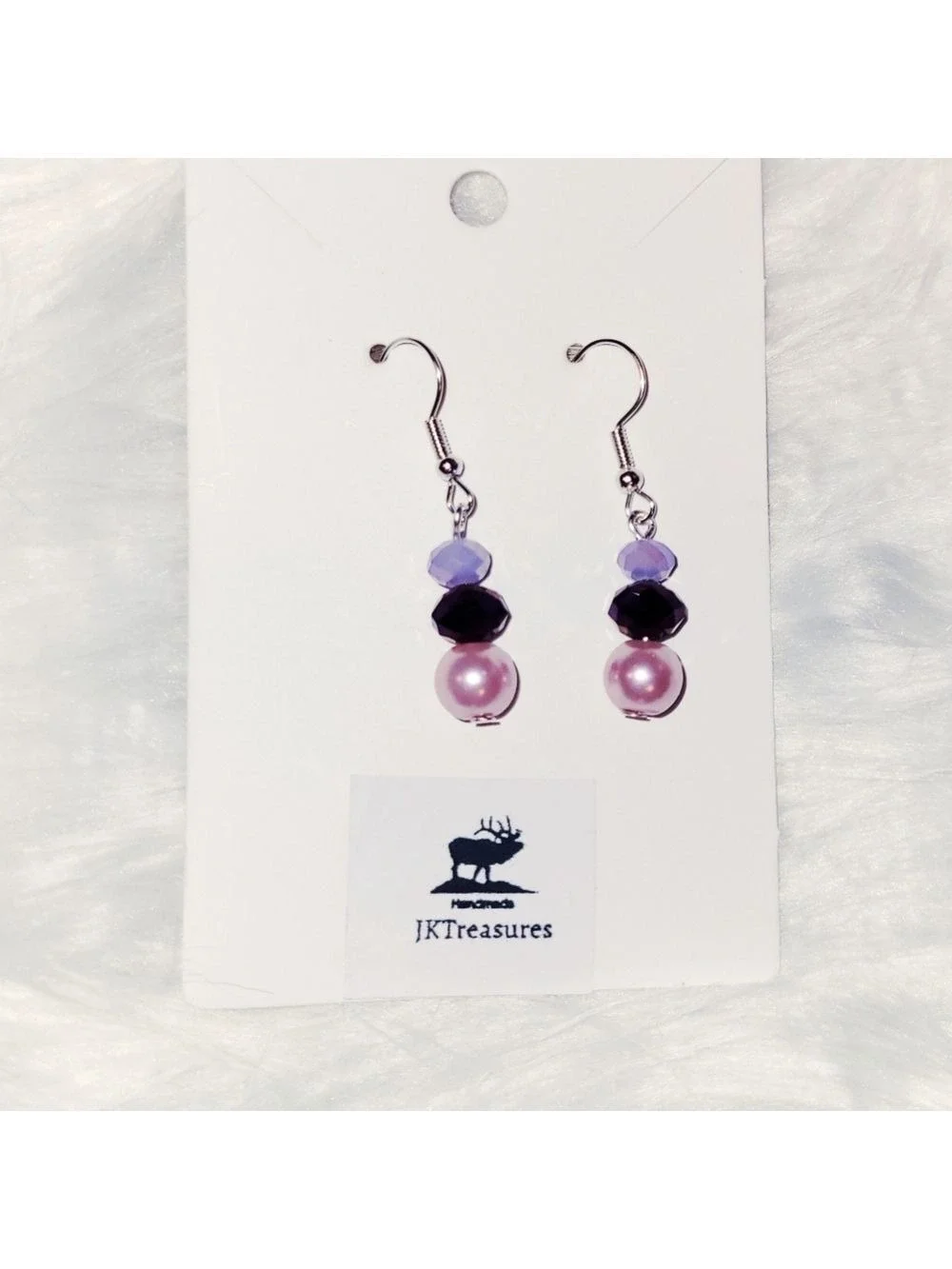 Lilac Purple Pink Metallic Beaded Earrings